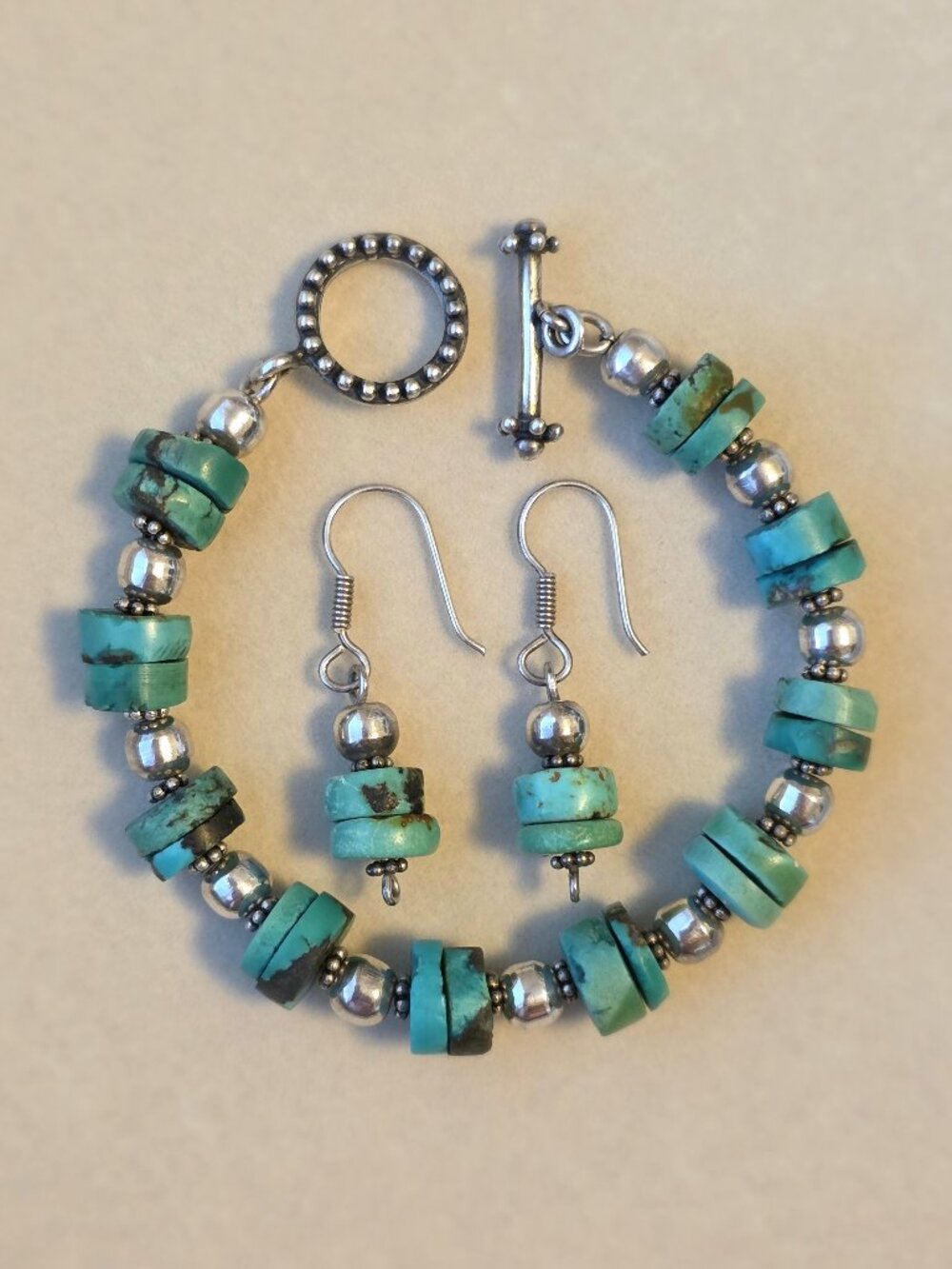 Silpada Turquoise and Silver Bead Bracelet with Matching Earrings